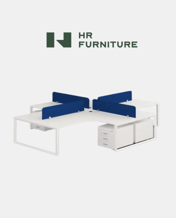Workstation for 4 persons, Model: PYRAMID-4c, L Shaped